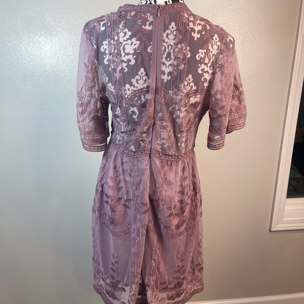 Boho Elegant Mauve Lace Dress​​​ Size M - Picture 6 of 12